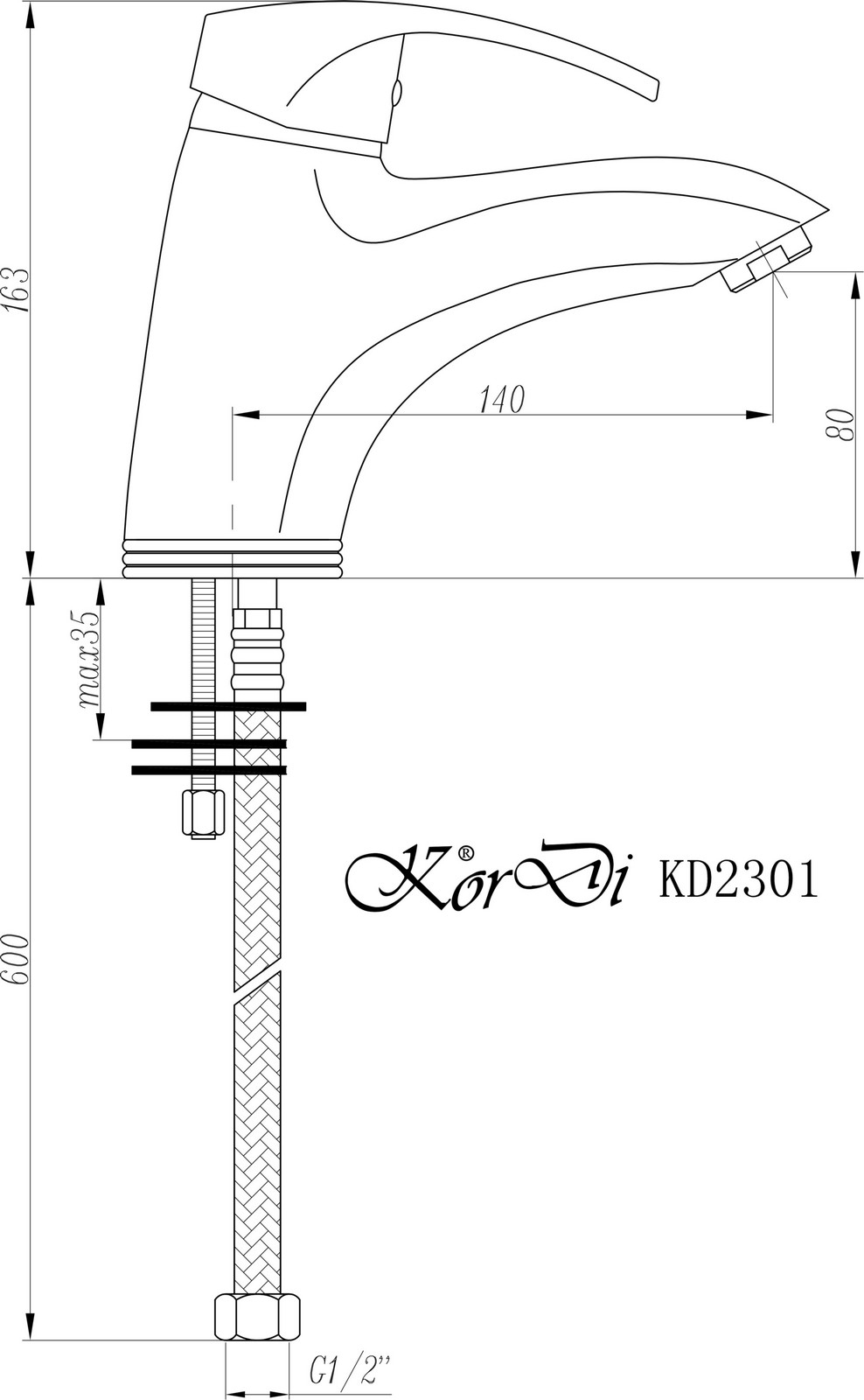 Смесители для раковины KorDi Black Line Edition KD 2301-C6 Black